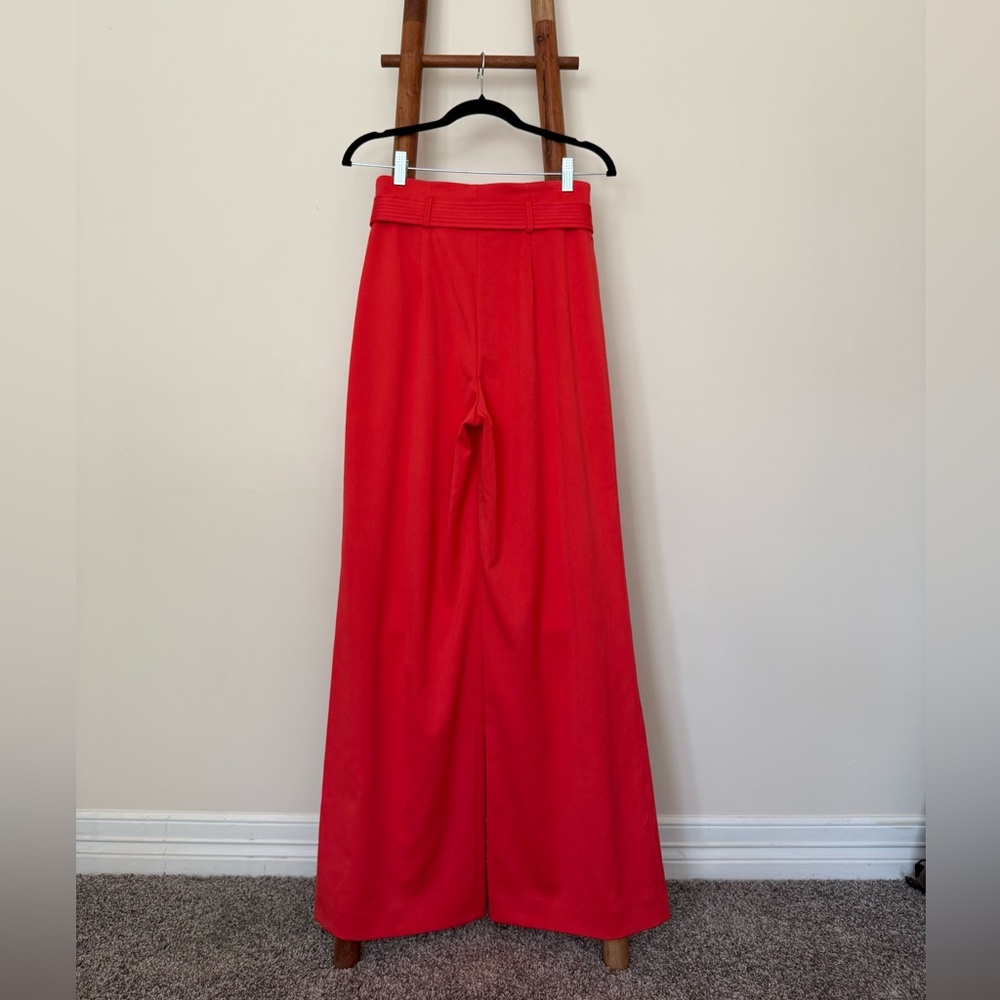 ANTONIO MELANI Vibrant Red-Orange Wide Leg Pants - Picture 9 of 13